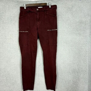 Pistola skinny cargo jeans womens 32 maroon zipper stretch biker grunge utility